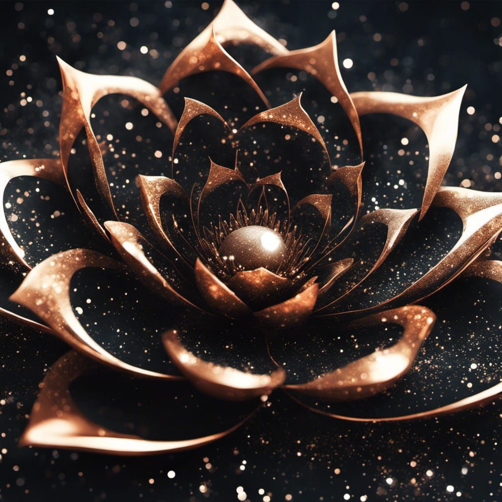 Metallic Black Lotus with Glittering Star Background