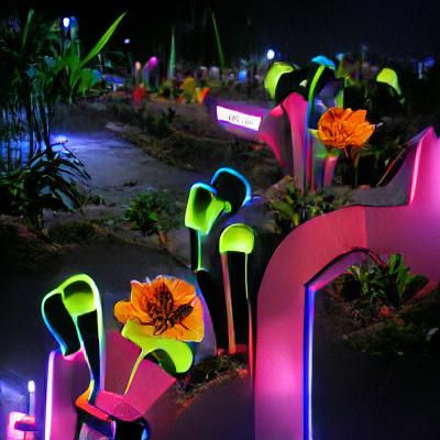 Neon Flower Garden at Night