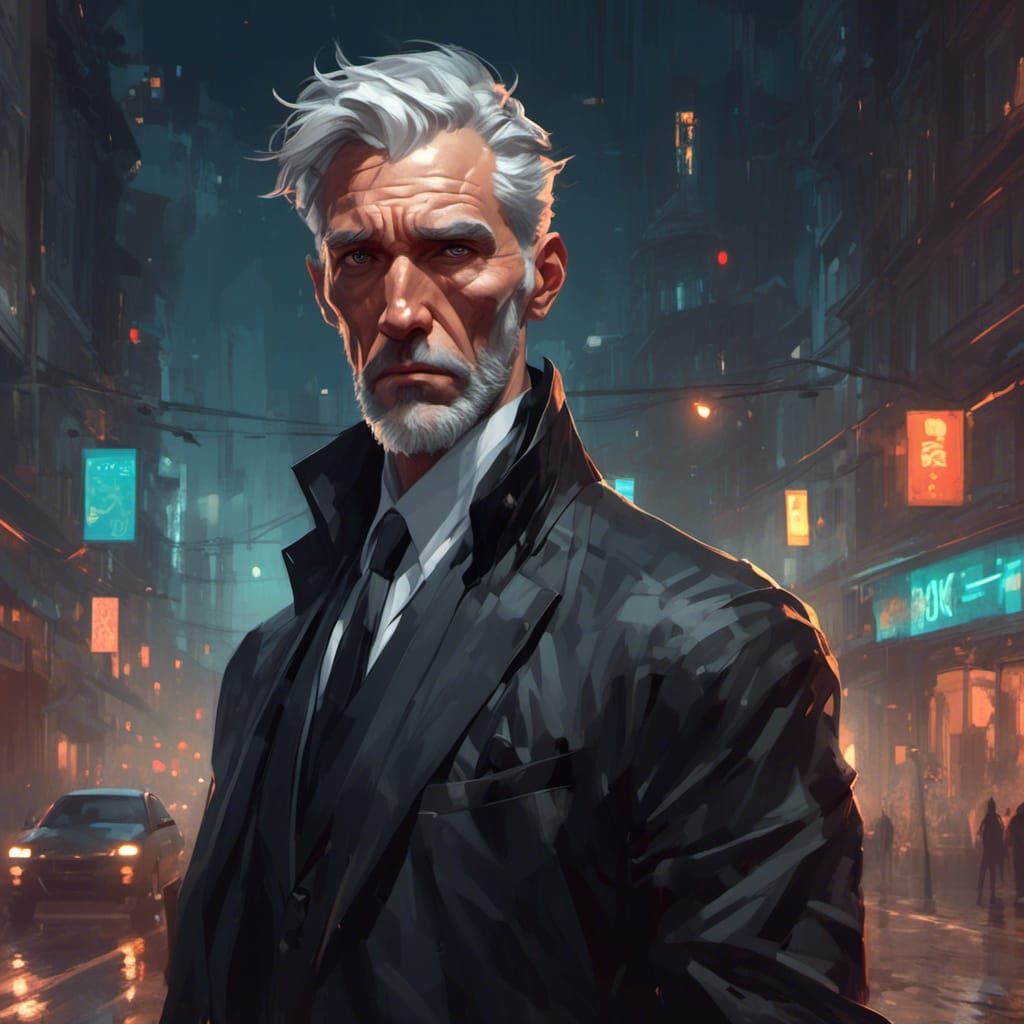 Stern Businessman Portrait in Hyperdetailed Style