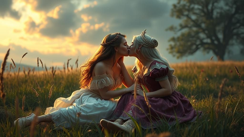 Princesses Kissing: A Dramatic Digital Painting