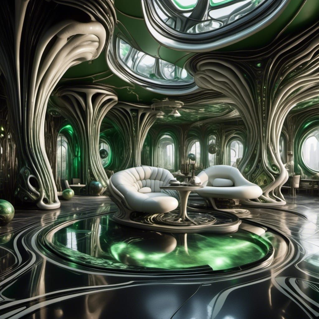 Alien Dwelling Interior in HR Giger Style