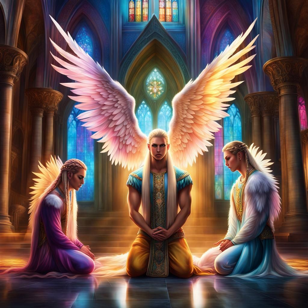 Angelic Prayer: Hyperreal Fantasy Scene