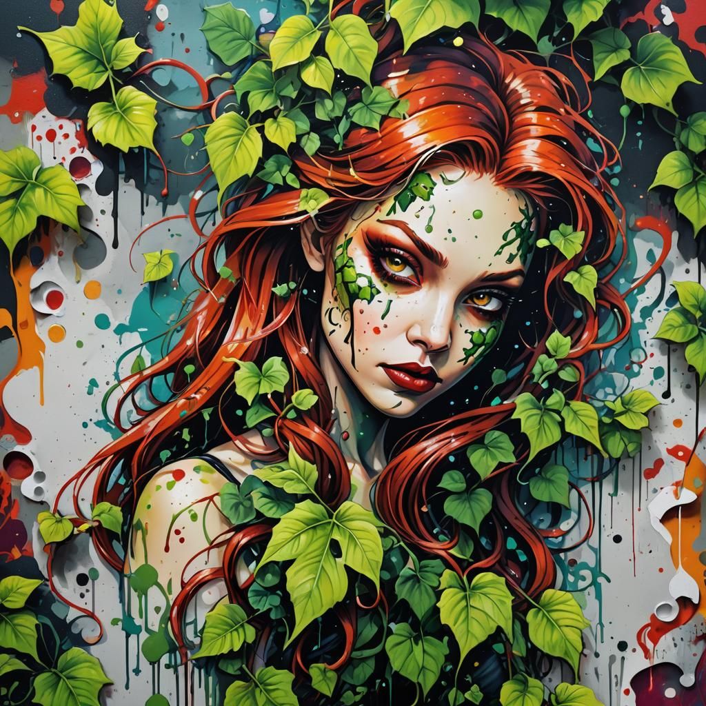 Poison Ivy in Graffiti Street Art Style