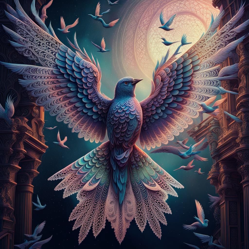 Lace Wing Birds: Detailed Digital Matte Painting