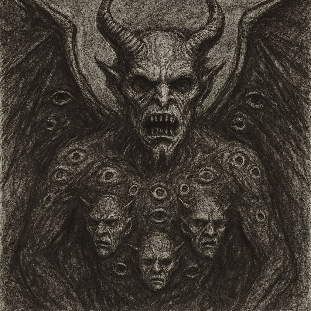 Biblically Accurate Belial: A Charcoal Drawing