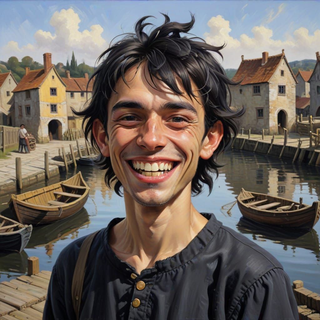 Surreal Medieval Peasant Revealed in Oil Painting