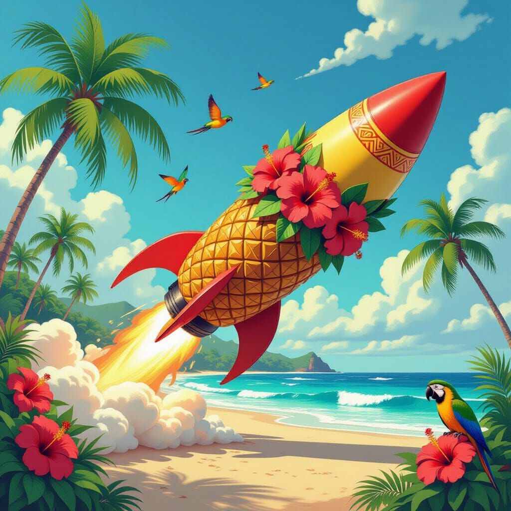 Pineapple Rocket Blasts Off from Tropical Island