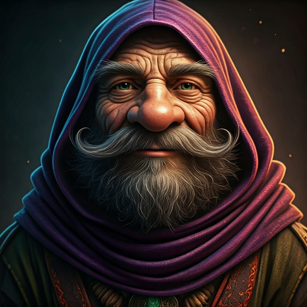 Mystical Gnome Portrait in Rich, Earthy Tones
