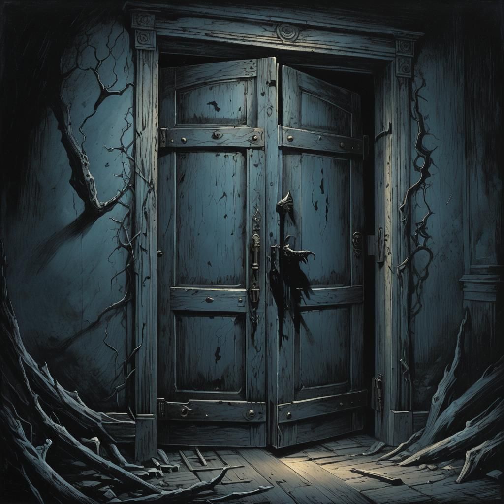 Ominous Doorway in Dark Fantasy Illustration