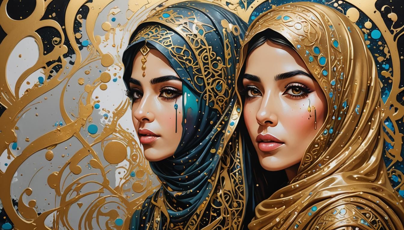 Arabic Woman in Love Graffiti Art