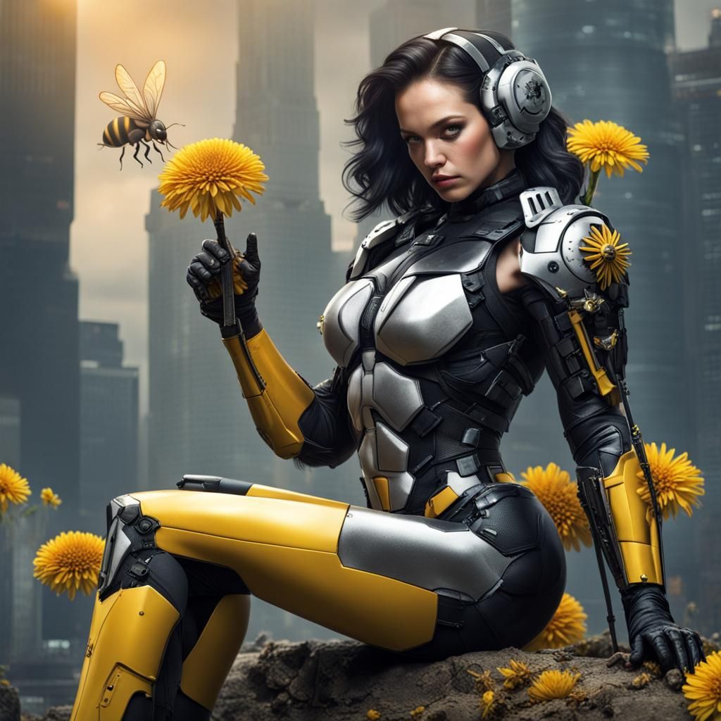 Futuristic Bee Warrior in 8k