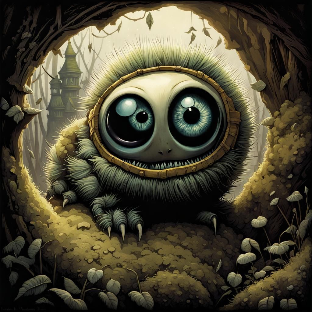 Creepy Cute Caterpillar Crawling from Doll Eye