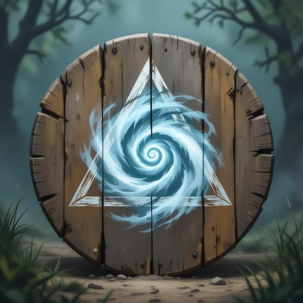 Mystical Wooden Shield with Leira's Symbol