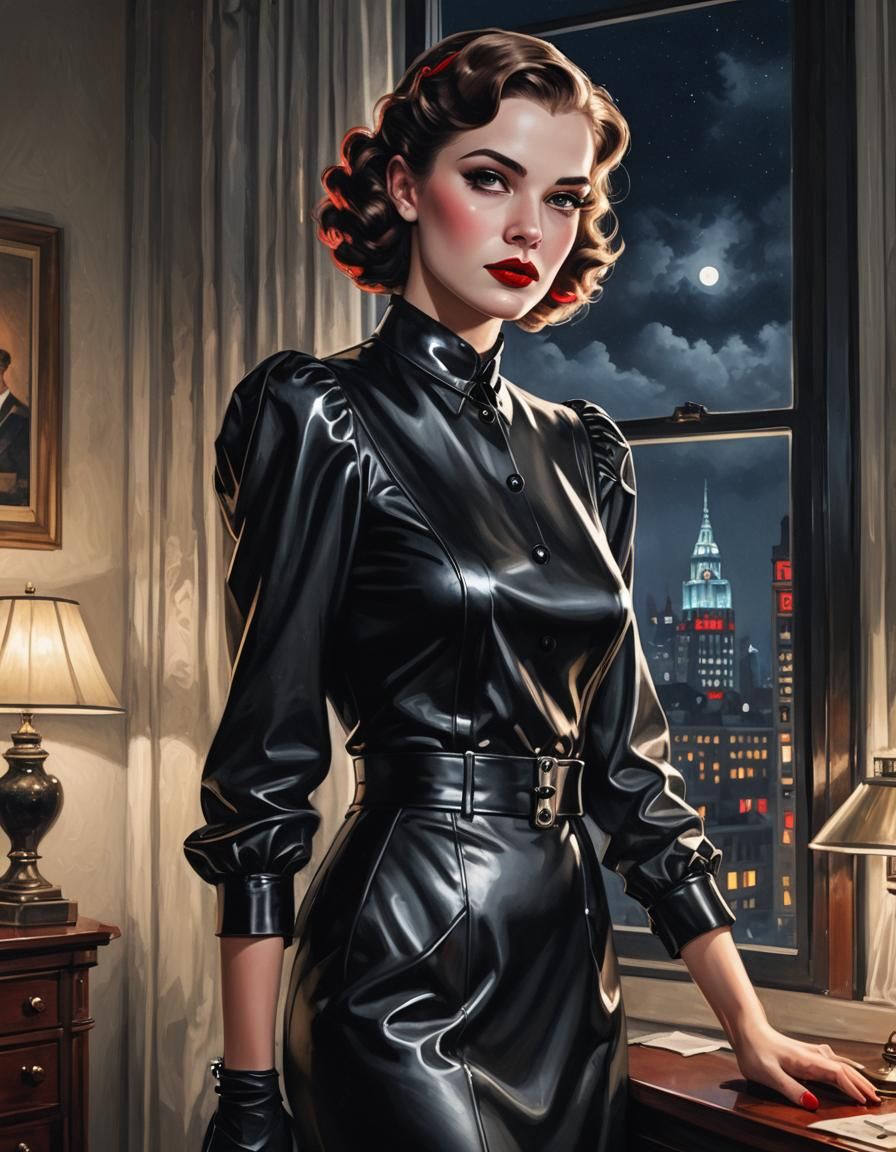 Glamorous 1930s Hotel Room Portrait in Alfred Hitchcock Styl...