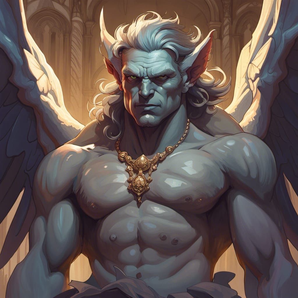 Detailed Gargoyle Portrait in Digital Art Style