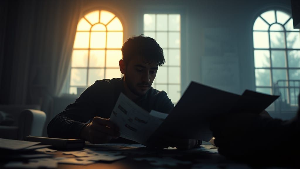 Mysterious Reebus Puzzle Enthusiast in Warm, Golden Light