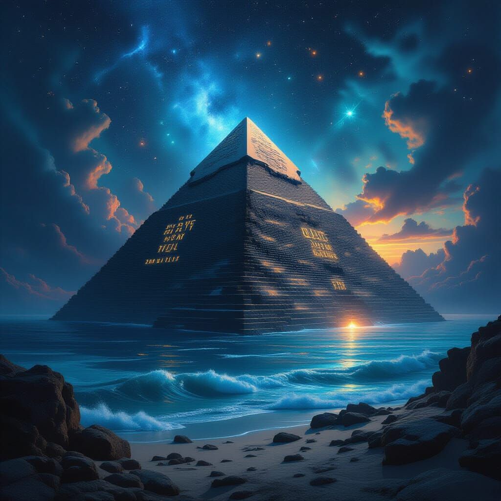 Cosmic Pyramid in Ethereal Light