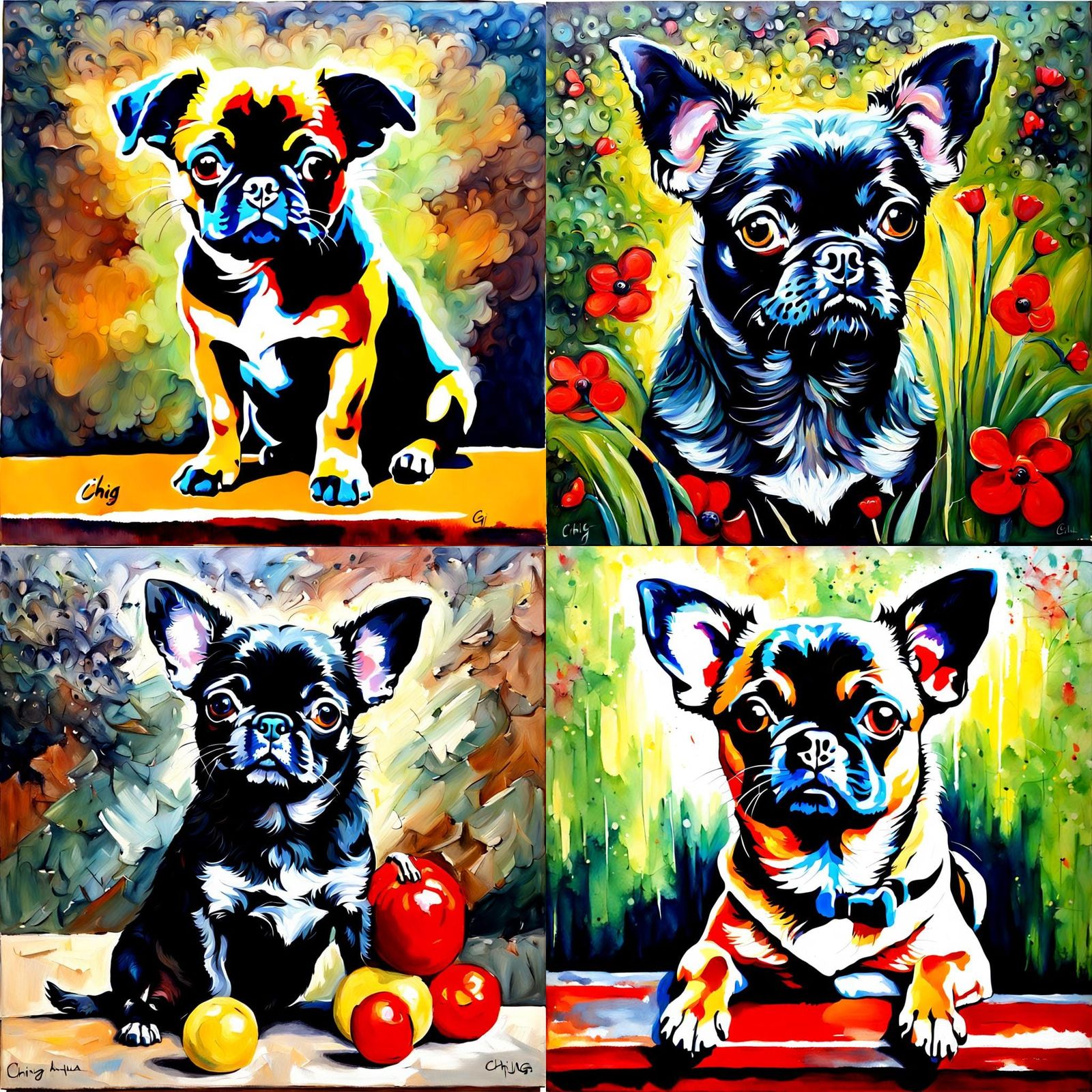 Chihuahua Pug Cross in Oil on Canvas