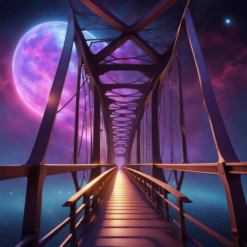 Dimensional Bridge in the Stars: Fantasy Concept Art