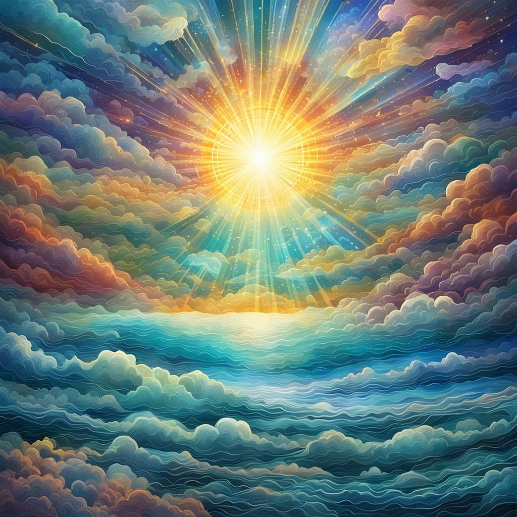 Sun Rays Shining Through Clouds in Astral Style