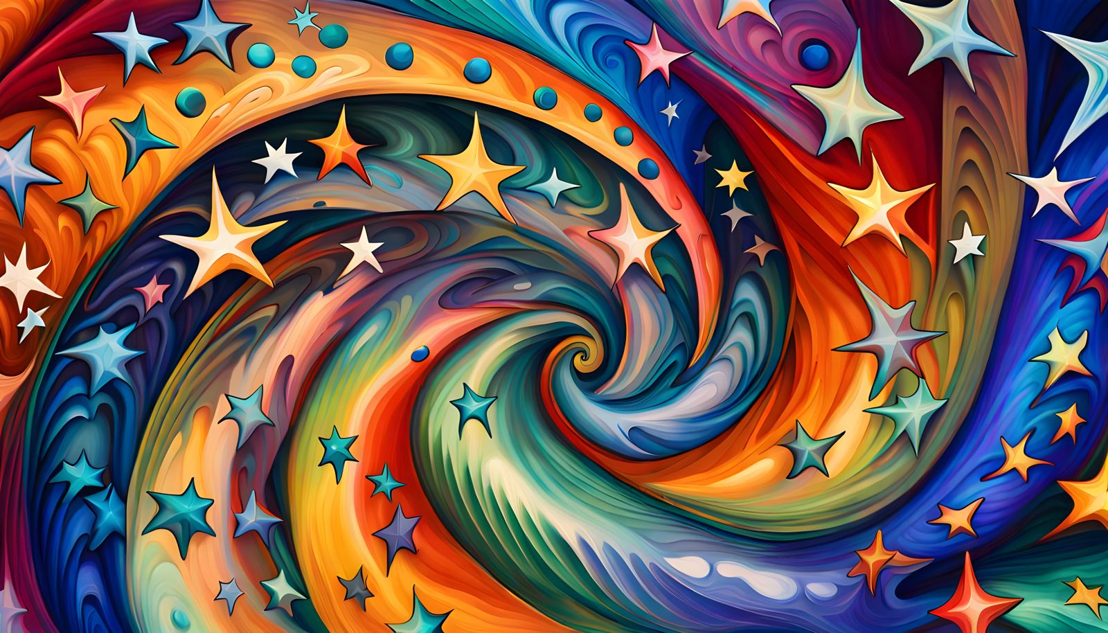 Iridescent Stars in Abstract Expressionist Impasto Painting