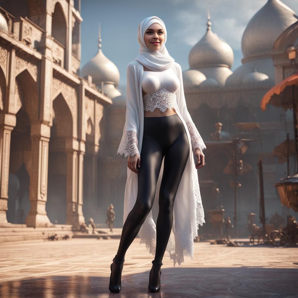 Girl in Hijab Smiling, Fantasy Concept Art