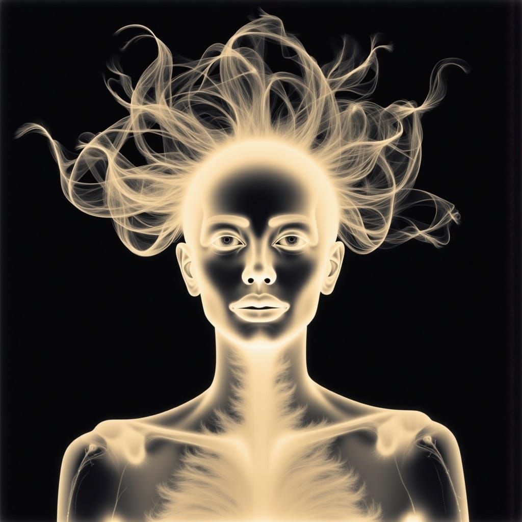 Glowing Spirit Portrait in X-Ray Photogram Style