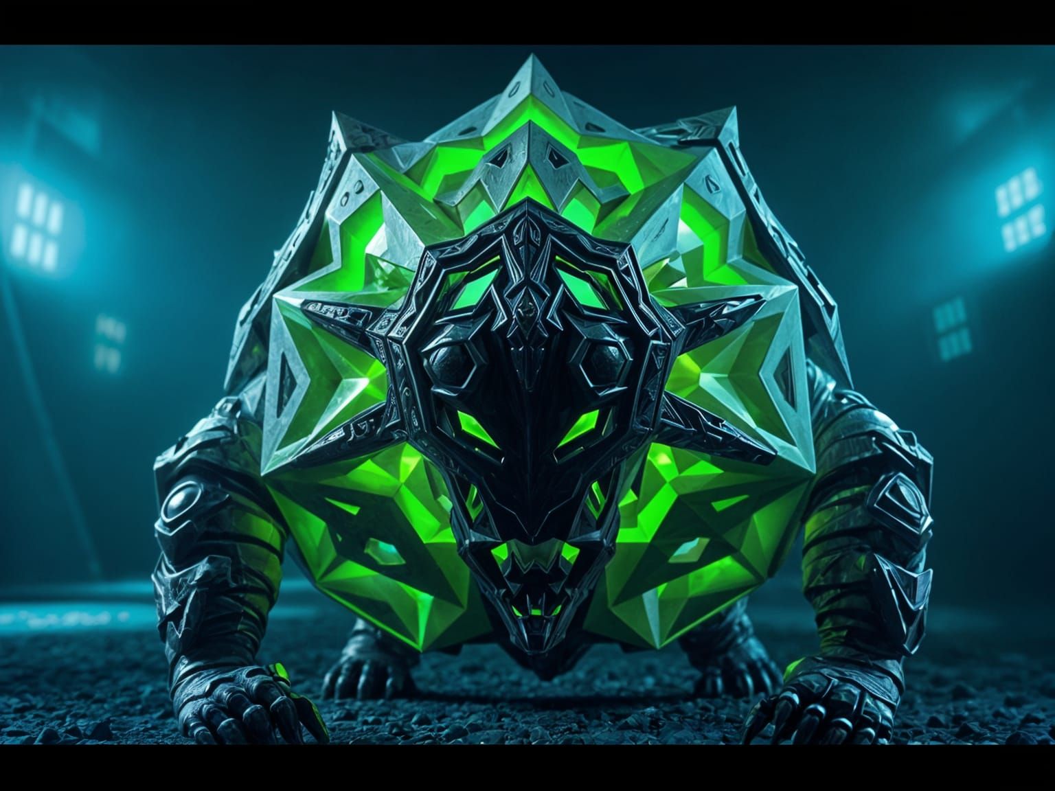 Hyperrealistic 3D Monstrous Creature as Irregular Dodecagon