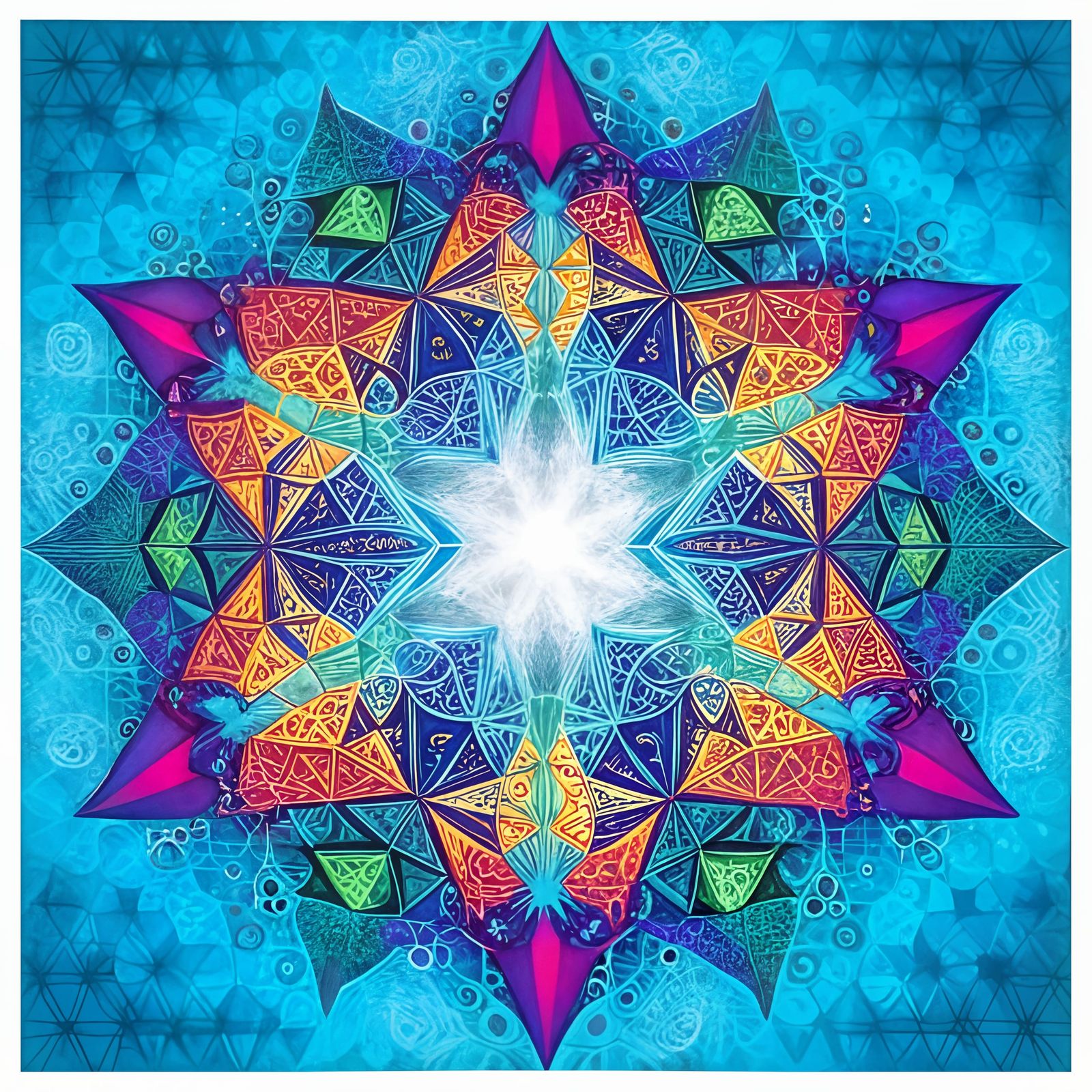 Complex Geometric Galaxy Pattern in Zentangle Style