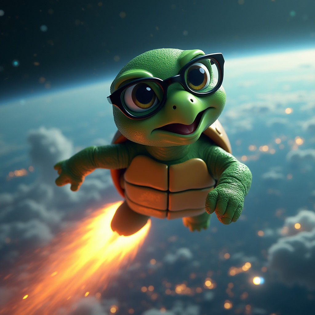 Green Turtle's Cyberpunk Rocket Ride to Earth