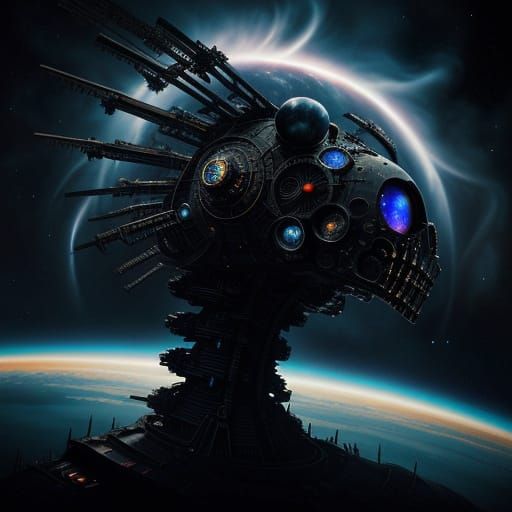 Biomechanical Space Station Orbiting a Black Hole