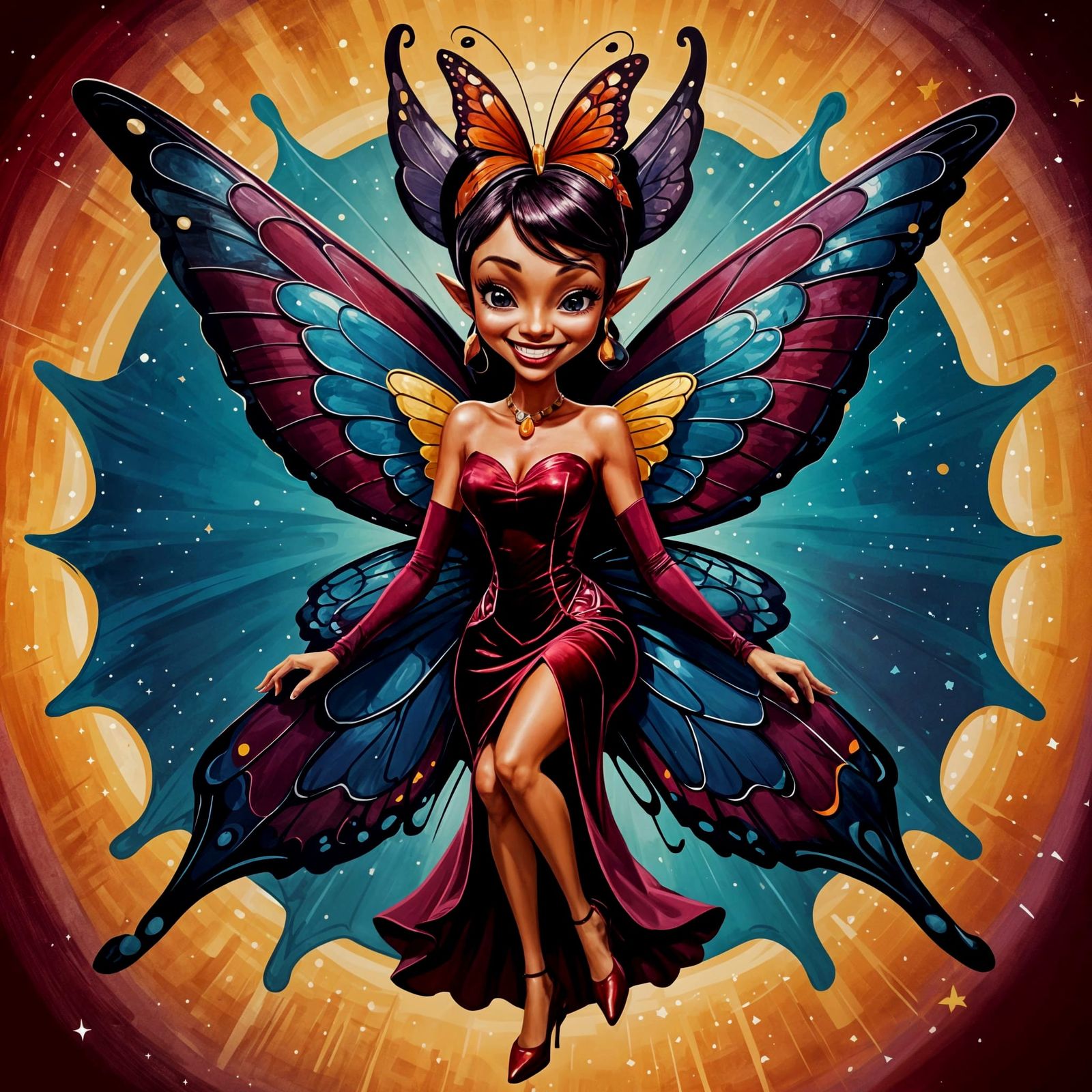 Energetic Fairy PTA President in Caricature Illustration