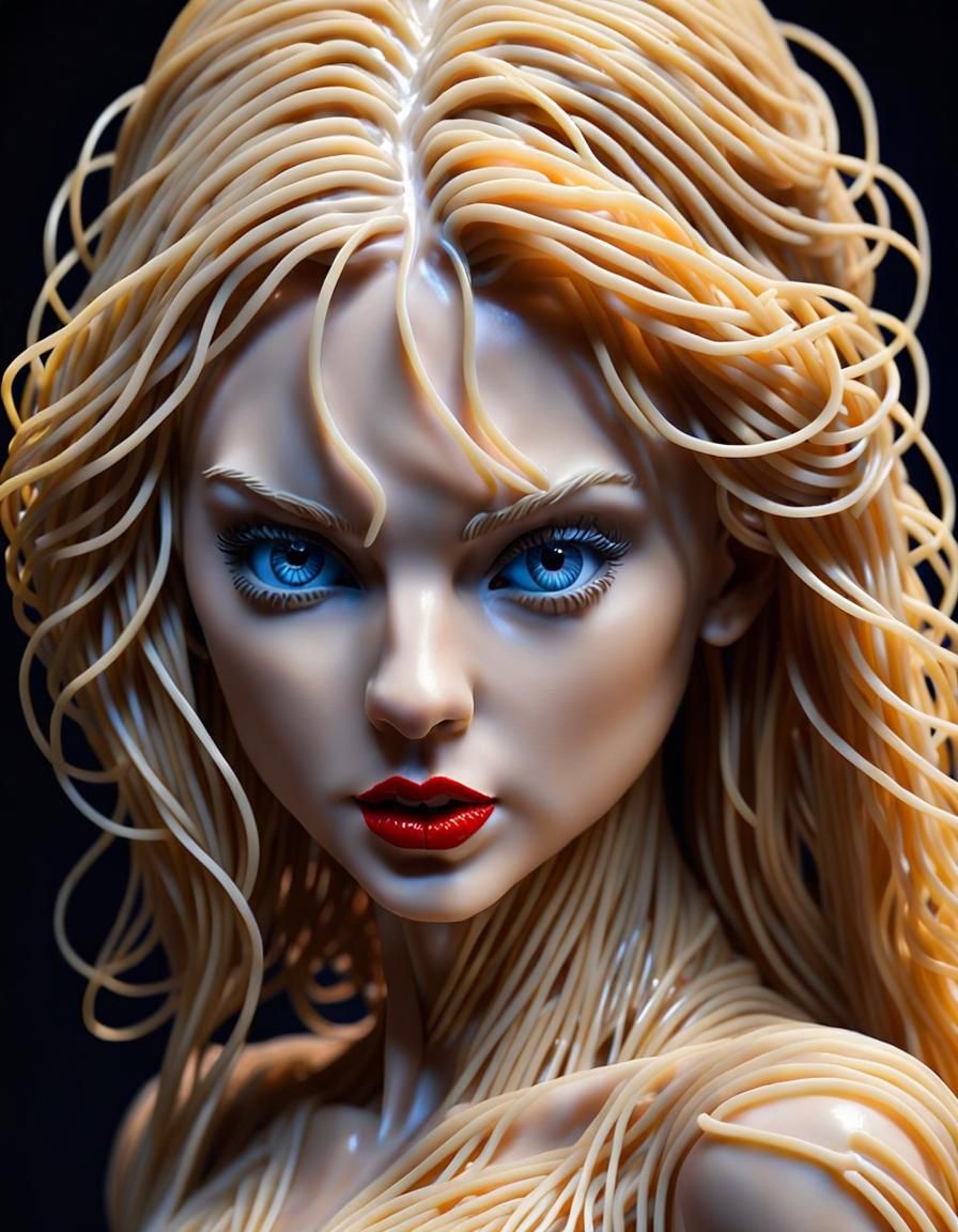 Spaghetti Sculpture of a Beautiful Woman