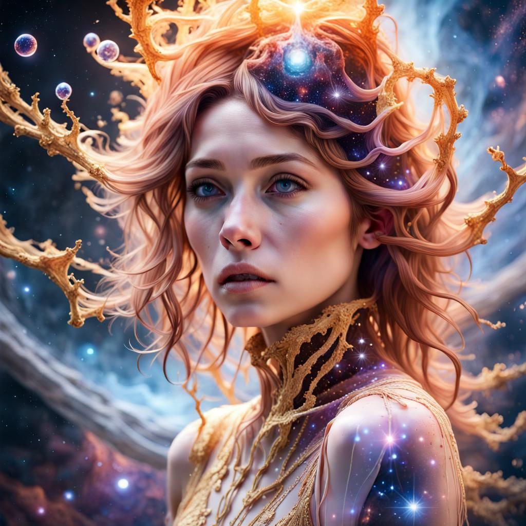 Beautiful Model in Crystal Light Nebula