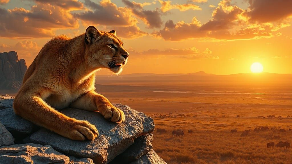 Majestic Saber-Toothed Cat Surveys Prehistoric Landscape