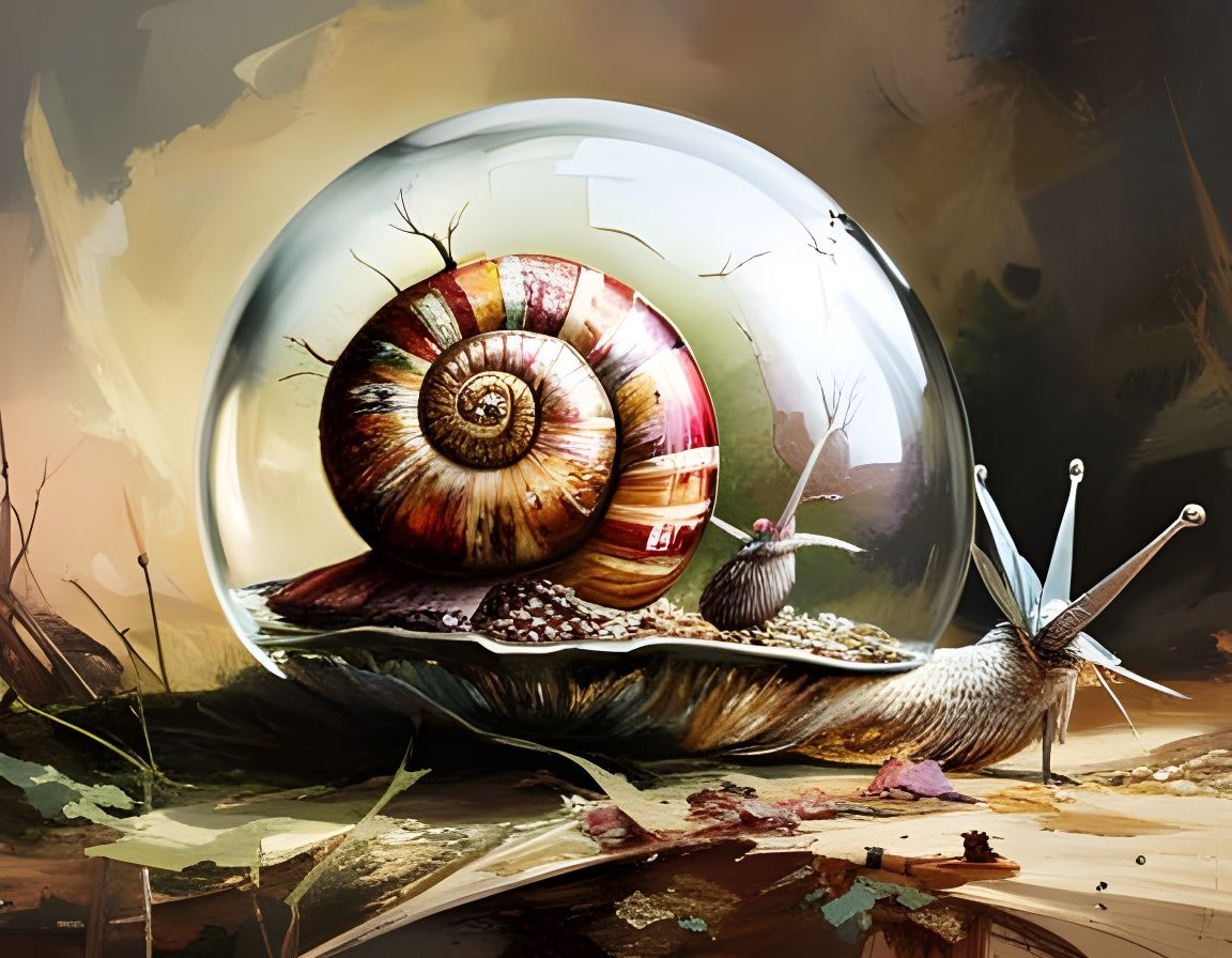 Fairy Village Inside Snail Shell: Surreal Fairycore Art