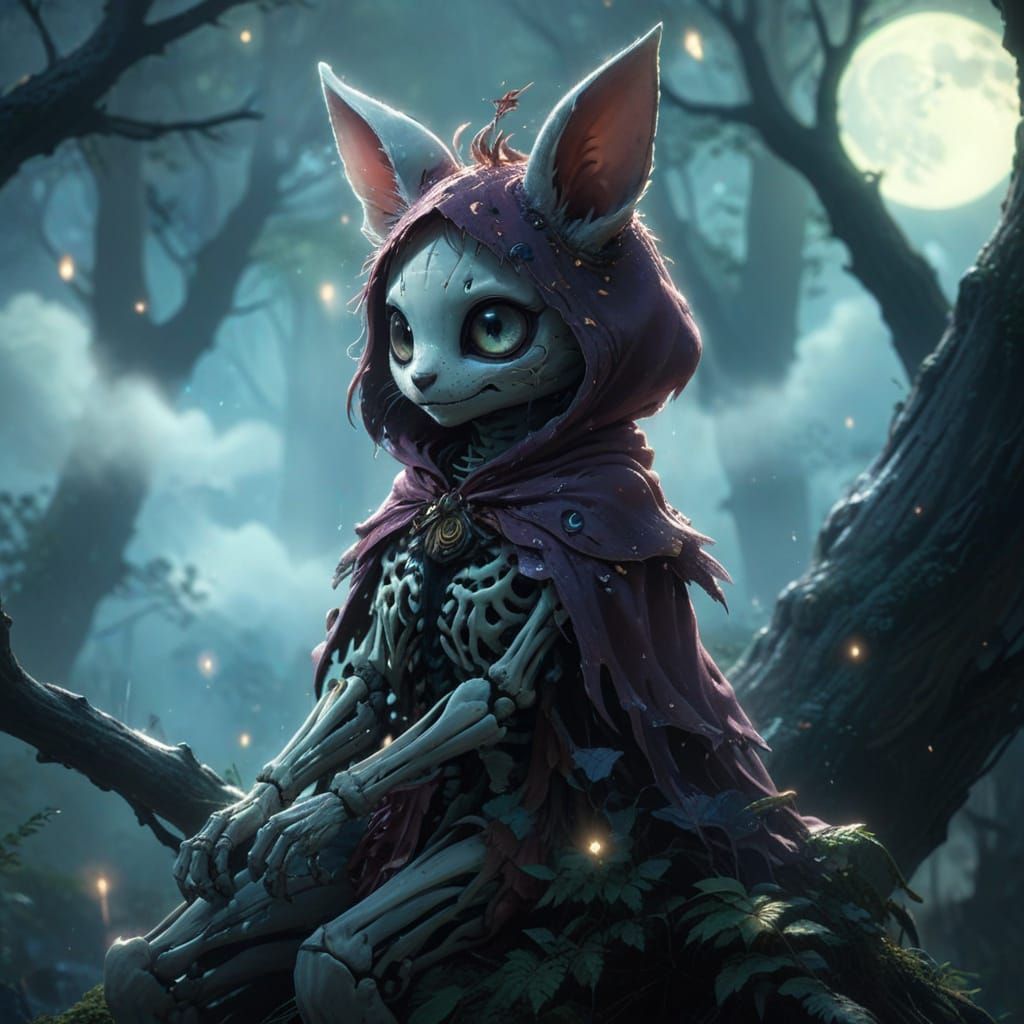 Whimsical Dark Fantasy Creature Embodies Magical Aura in Vib...