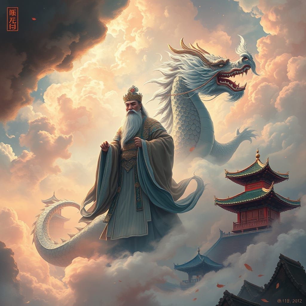 Chinese Mythological Figures in Dreamlike Digital Art