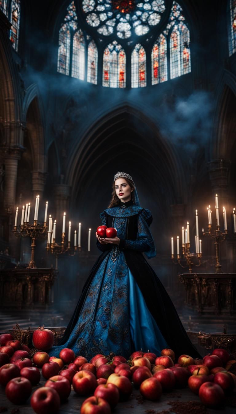 Happy Nun with Evil Eyes in Gothic Church