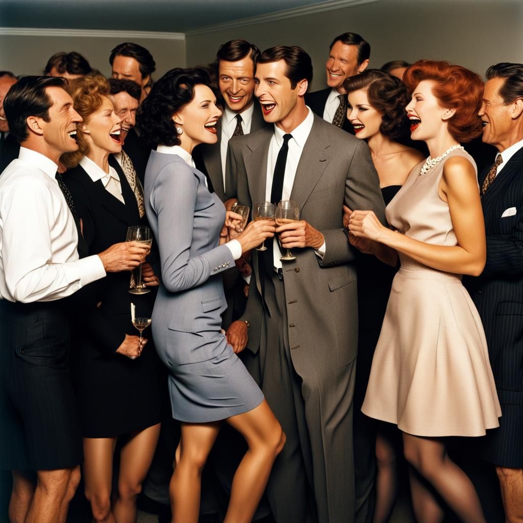 Vibrant Party Scene with Stylishly Dressed Guests