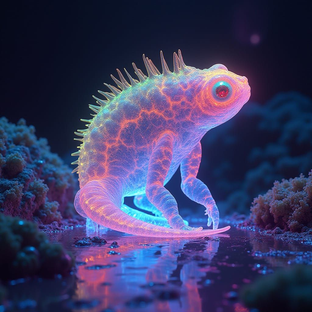 Psychedelic Bioluminescent Lifeform in Cosmic Storm