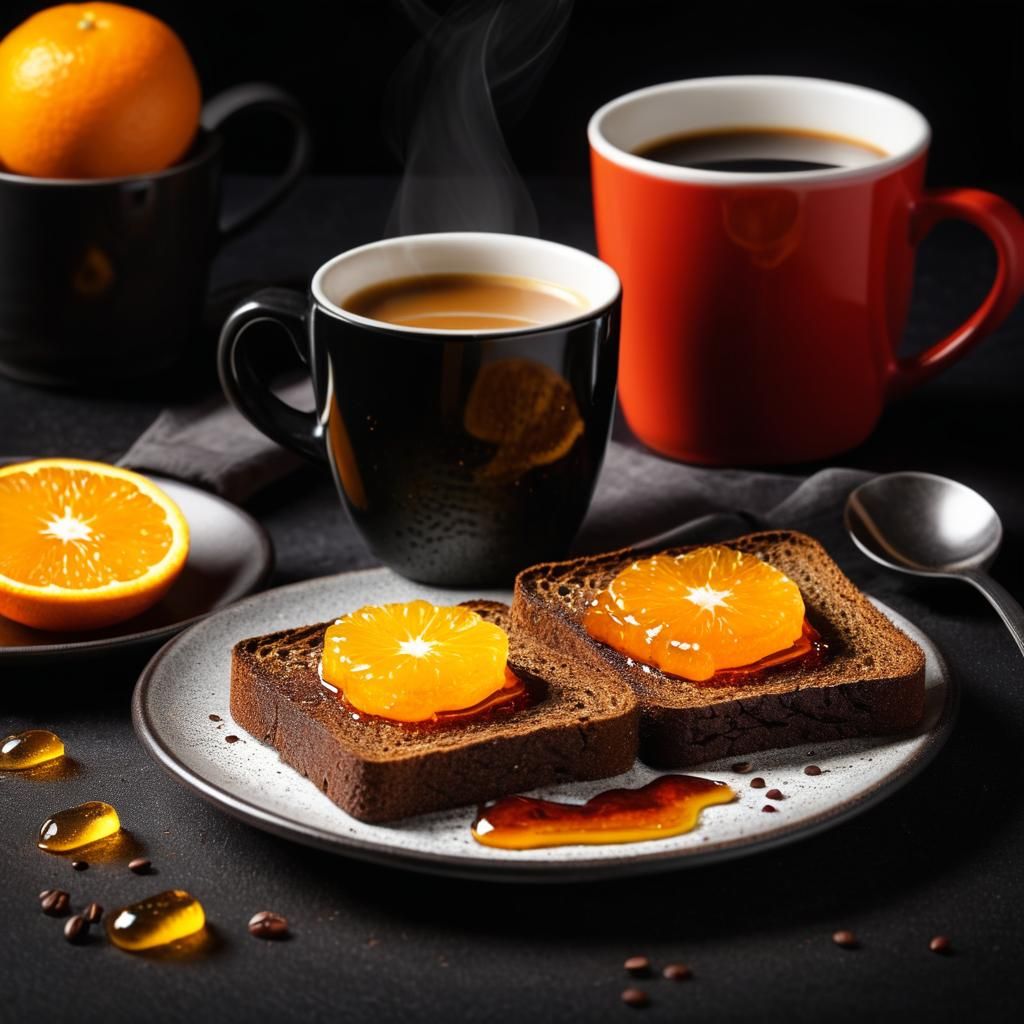 Pumpernickel Toast and Coffee: A Food Photography Still Life