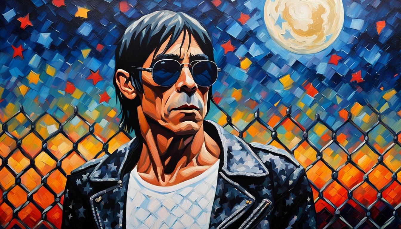 Iggy Pop Acrylic Painting in Neo-Impressionist Style