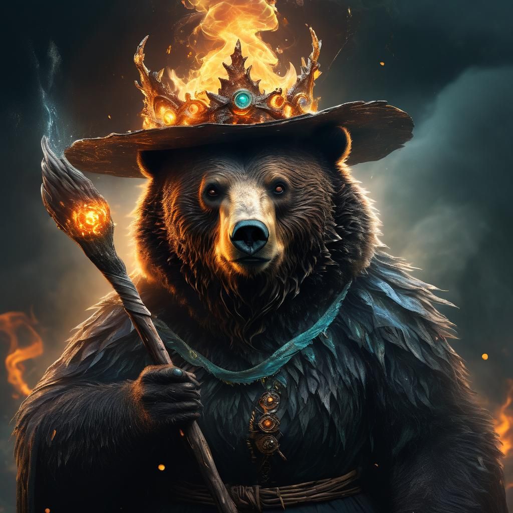 Epic Bear Witch of Elements, Illustration Masterpiece