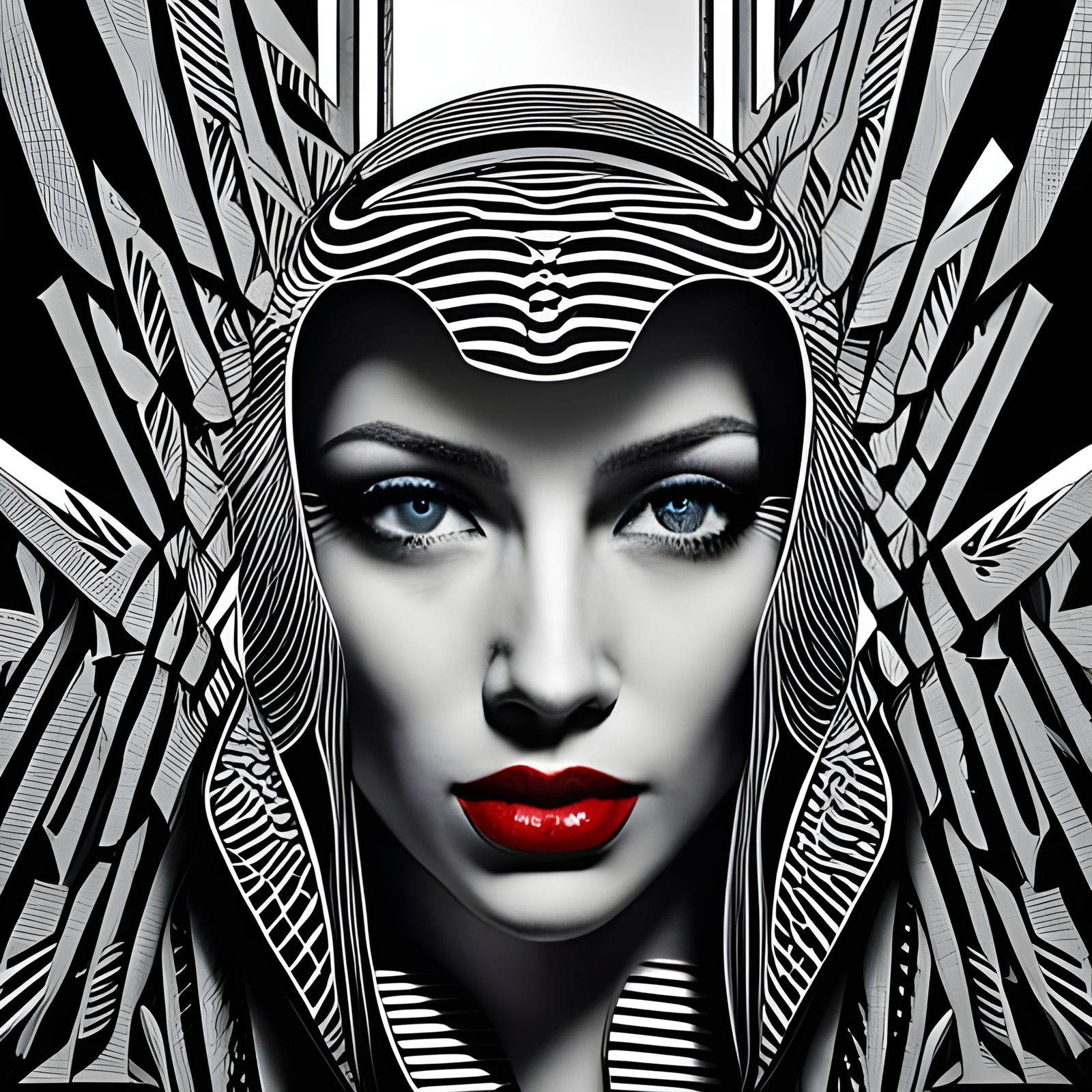 Psychedelic Camel Portrait in Op Art Style