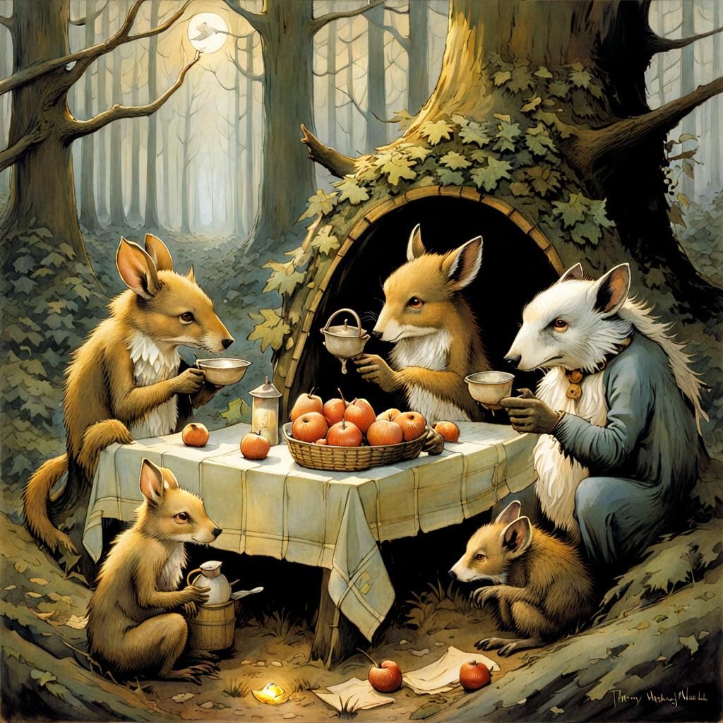 Whimsical Animal Picnic in Storybook Style