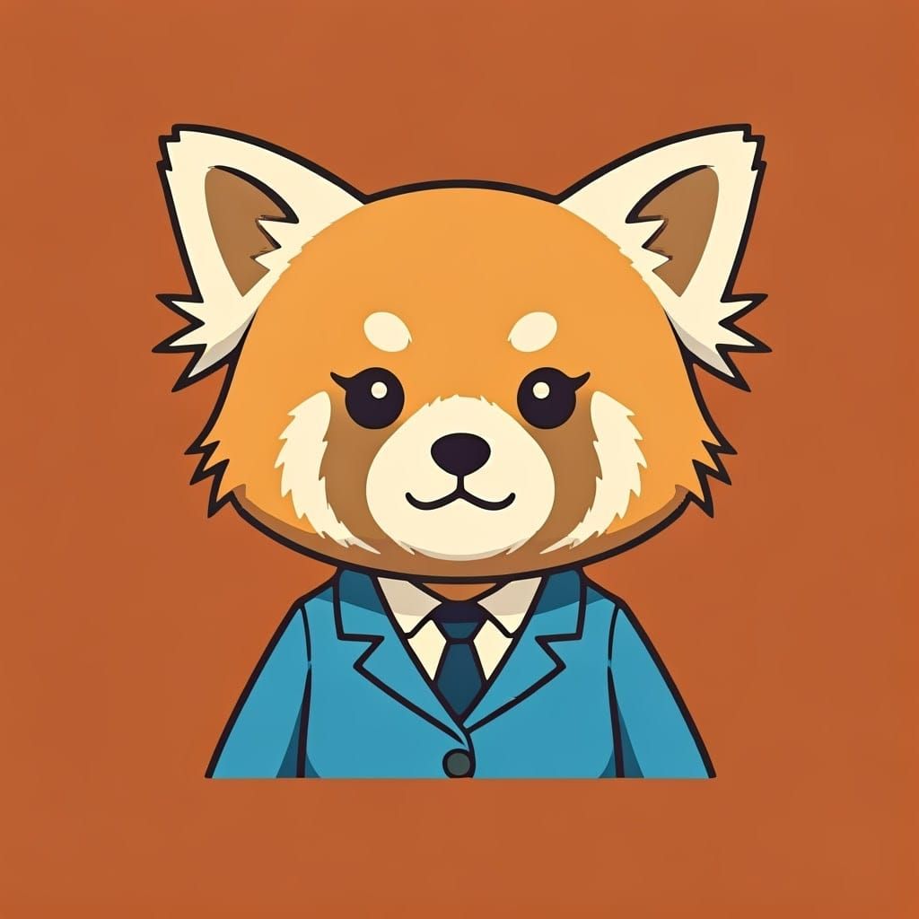 Bold Red Panda Office Worker in Graphic Screen Print Style