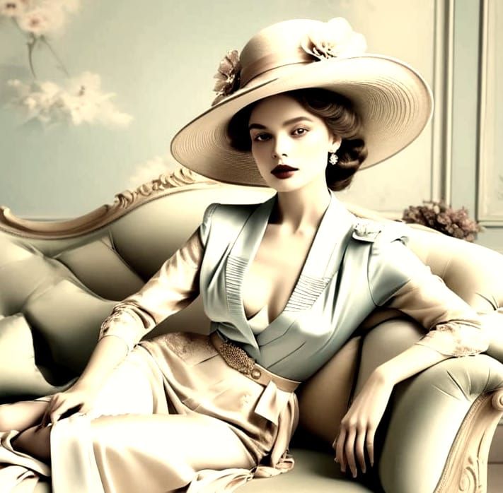 Glamorous Woman Lounging in Belle Époque Style