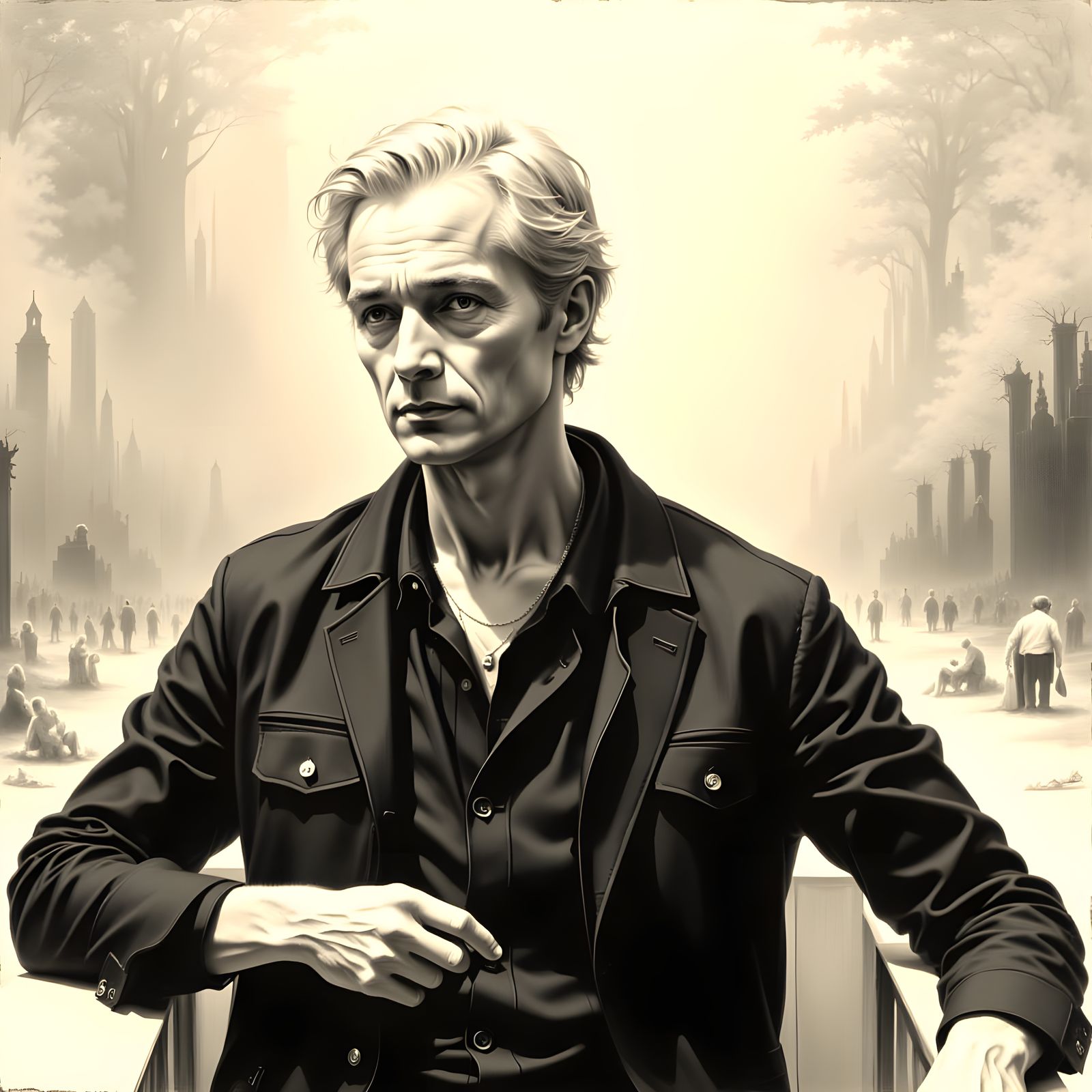 Mysterious Figure in Monochromatic Hues