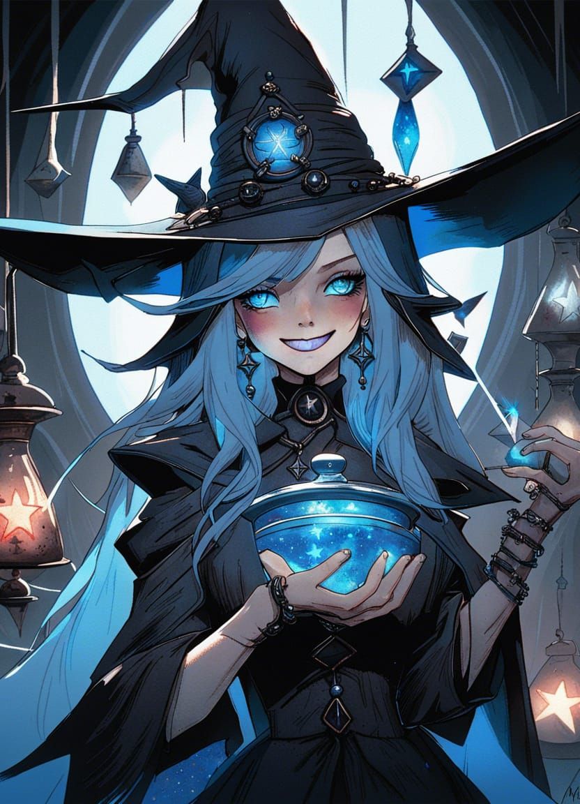 Gothic Witch in Alchemy Lab, Artstation Style